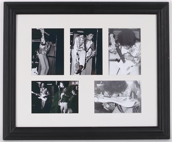 1960s Jimi Hendrix 19" x 23" Framed Photo Display w/ 5 Photos