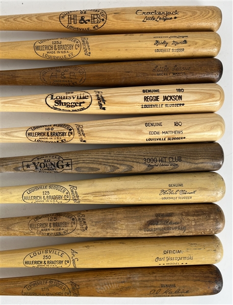 1960s-90s Store Model Baseball Bat Collection - Lot of 10 w/ Mickey Mantle Little League, Reggie Jackson, Roberto Clemente & More