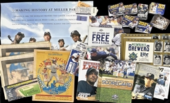 1980s-2000s Massive Milwaukee Brewers Memorabilia Collection - Lot of Hundreds w/ Publications, Apparel, Pocket Schedules & More
