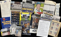 1980's-2000's Massive Milwaukee Brewers Memorabilia Collection - Lot of Hundreds w/ Publications, Apparel, Pocket Schedules & More
