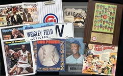 1960s-2000s Chicago Cubs Milwaukee Bucks Memorabilia Collection - Lot of 17 w/ Photos, Displays, Souvenir License Plates & More