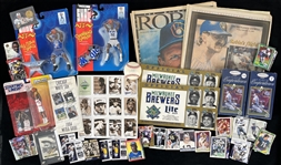1980s-2000s Baseball Football Basketball Memorabilia Collection - Lot of Hundreds w/ Trading Cards, Frank Tomas Signed Items, MOC Starting Lineups & More