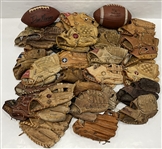 1980s-90s Store Model Baseball Gloves, Footballs & Basketballs (Lot of 60+)