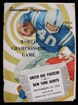 1961 Green Bay Packers vs New York Giants Championship Game Program 