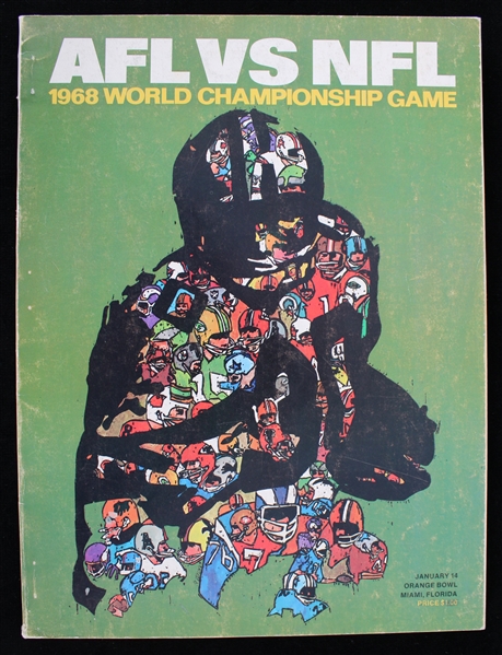 1968 AFL vs NFL World Championship Game Super Bowl II Packers vs Raiders Program 