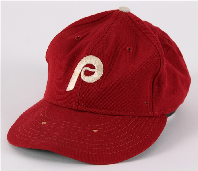 1973-83 Bobby Wine Philadelphia Phillies Game Worn Cap (MEARS LOA)