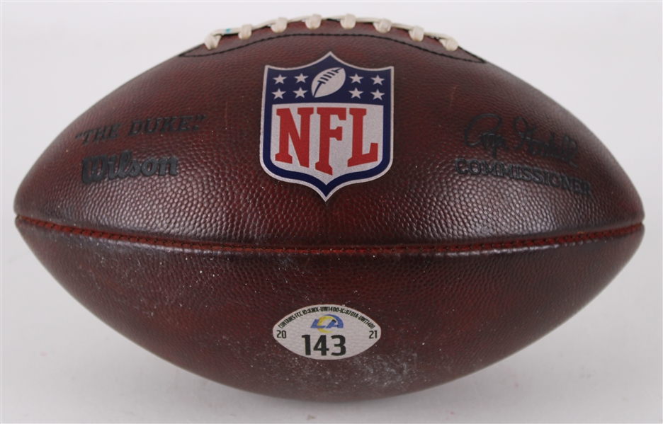 2021 (October 31) Los Angeles Rams #143 ONFL Goodell Game Used Football (MEARS LOA / Rams COA)