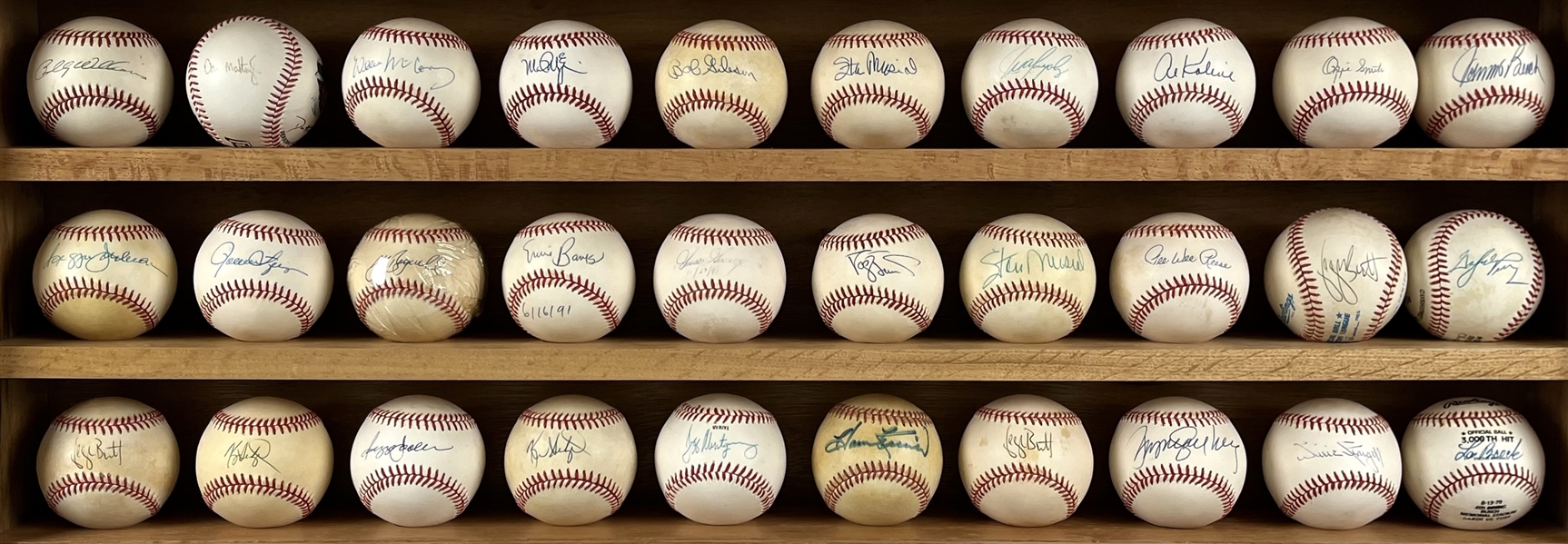 1980s-2000s Hall of Fame & Stars Signed Baseball Collection - Lot of 39 w/ Reggie Jackson, Johnny Bench, Ernie Banks, Stan Musial & More (JSA)