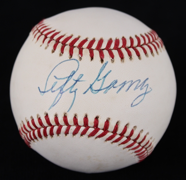1985-88 Lefty Gomez New York Yankees Signed OAL Brown Baseball (JSA)