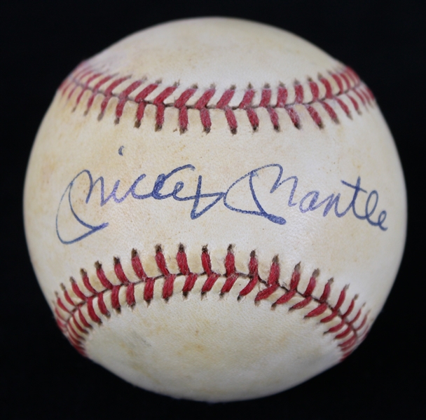 1985-89 Mickey Mantle New York Yankees Signed OAL Brown Baseball (JSA)