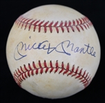 1985-89 Mickey Mantle New York Yankees Signed OAL Brown Baseball (JSA)