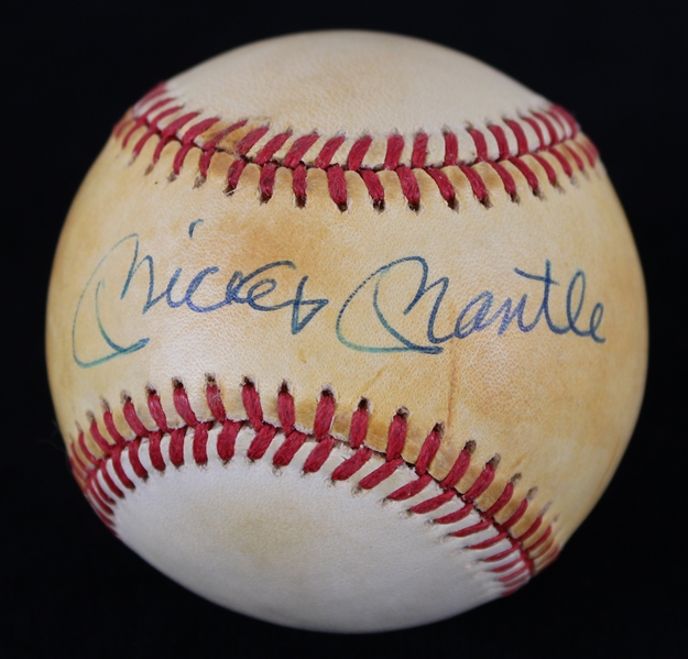 1985-89 Mickey Mantle New York Yankees Signed OAL Brown Baseball (JSA)