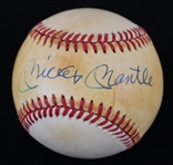 1985-89 Mickey Mantle New York Yankees Signed OAL Brown Baseball (JSA)
