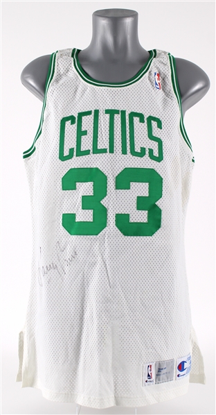 1991-92 Larry Bird Boston Celtics Game Worn Home Jersey w/ Clubhouse Signature (MEARS A7) Final Season
