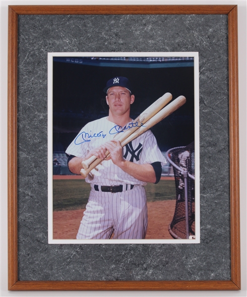 1990-93 Mickey Mantle New York Yankees Signed 17" x 21" Framed Photo (JSA) 