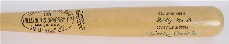1980s Mickey Mantle New York Yankees Signed H&B Louisville Slugger Bat (JSA)
