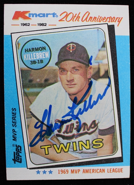 1982 Harmon Killebrew Minnesota Twins Signed Topps K-Mart 20th Anniversary Baseball Trading Card (JSA)
