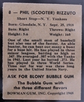 1948 Phil Rizzuto New York Yankees Bowman #8 Rookie Baseball Trading Card