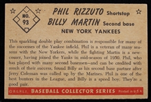 1953 Phil Rizzuto Billy Martin New York Yankees Bowman #93 Baseball Trading Card
