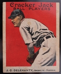 1915 Jim Delahanty Brooklyn Tip Tops Federal League Cracker Jack #81 Baseball Trading Card (Upside Down Back)