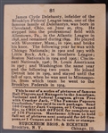1915 Jim Delahanty Brooklyn Tip Tops Federal League Cracker Jack #81 Baseball Trading Card (Upside Down Back)