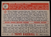1952 Duke Snider Brooklyn Dodgers Topps #37 Baseball Trading Card