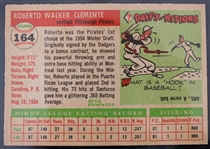 1955 Roberto Clemente Pittsburgh Pirates Topps #164 Rookie Baseball Trading Card