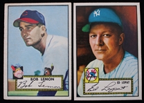 1952 Bob Lemon Ed Lopat Indians / Yankees Topps Baseball Trading Cards - Lot of 2