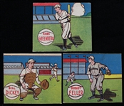 1943 Hank Greenberg Bobby Feller Bill Dickey MP & Co. R302-1 Baseball Trading Cards - Lot of 3