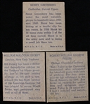 1943 Hank Greenberg Bobby Feller Bill Dickey MP & Co. R302-1 Baseball Trading Cards - Lot of 3