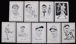 1950-56 Callahan Hall of Fame Baseball Trading Cards - Lot of 9 w/ Babe Ruth, Lou Gehrig, Ty Cobb, Hans Wagner & More