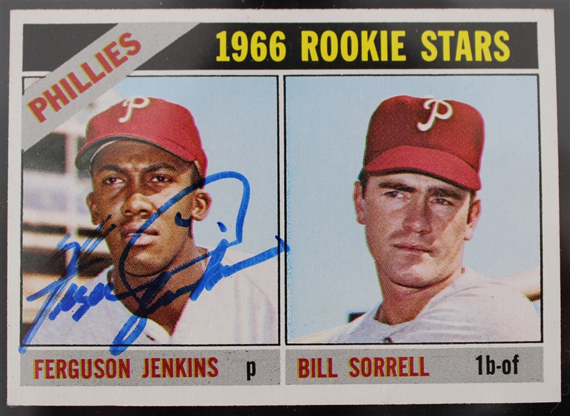 1966 Ferguson Jenkins Philadelphia Phillies Signed Topps #254 Rookie Baseball Trading Card (JSA)