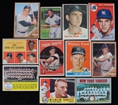 1952-70 New York Yankees Baseball Trading Cards - Lot of 11 w/ Roger Maris, Yogi Berra, Whitey Ford, Phil Rizzuto & More