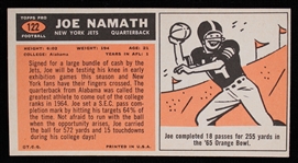 1965 Joe Namath New York Jets Topps #122 Rookie Football Trading Card 