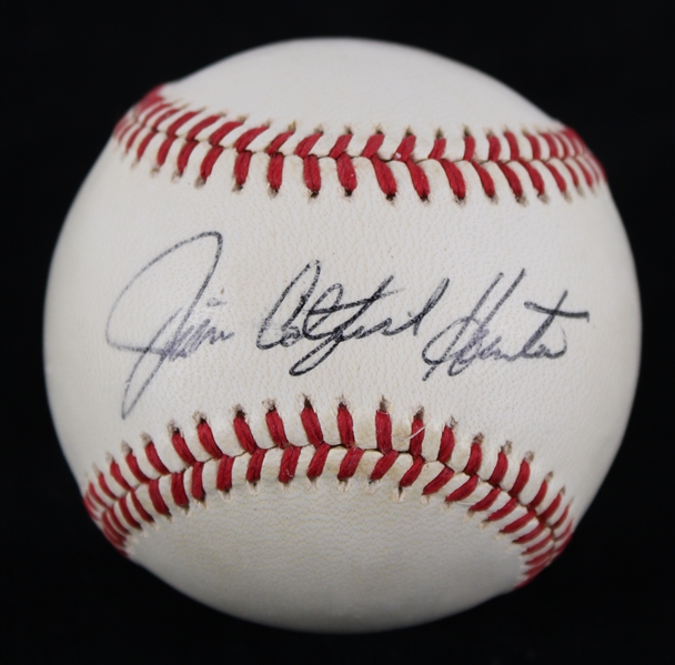 1985-89 Jim "Catfish" Hunter Oakland Athletics Signed OAL Brown Baseball (JSA)