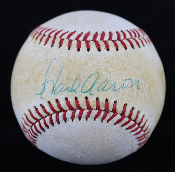 1982 Hank Aaron Atlanta Braves Signed ONL Feeney Baseball (JSA)
