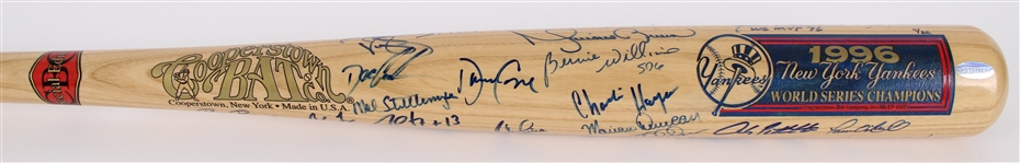 1996 World Series Champion New York Yankees Team Signed Cooperstown Bat Co. Commemorative Bat w/ 25 Signatures Including Mariano Rivera, Derek Jeter, Joe Torre & More (Steiner) 9/26