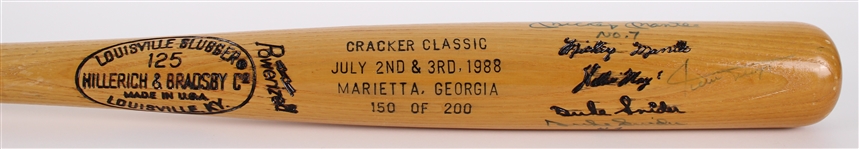1988 Mickey Mantle Willie Mays Duke Snider Signed H&B Louisville Slugger Cracker Classic Show Bat (*Full JSA Letter*) 150 of 200