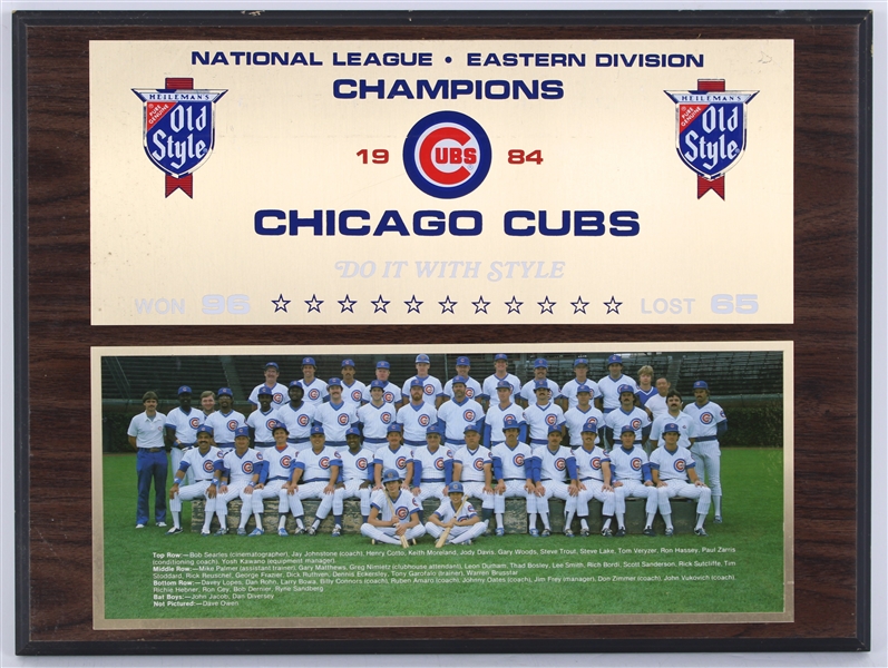 1984 Chicago Cubs NL East Champions 12" x 16" Old Style Team Photo Plaque
