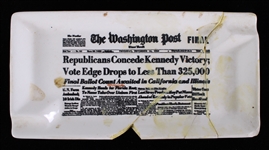 1960 John F. Kennedy 35th President of the United States Ashtray w/ Washington Post Headline