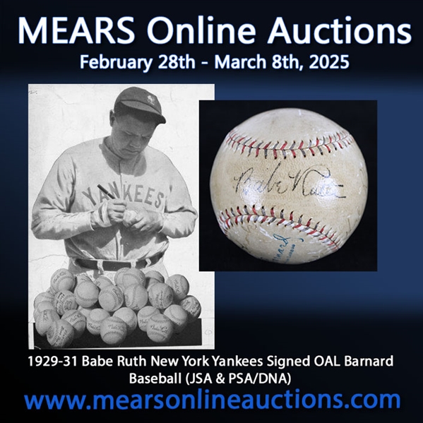 1929-31 Babe Ruth New York Yankees Signed OAL Barnard Baseball (JSA Full Letter & PSA/DNA)