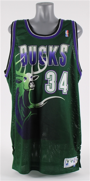 1997-98 Ray Allen Milwaukee Bucks Game Worn Alternate Jersey (MEARS Authentic LOA)