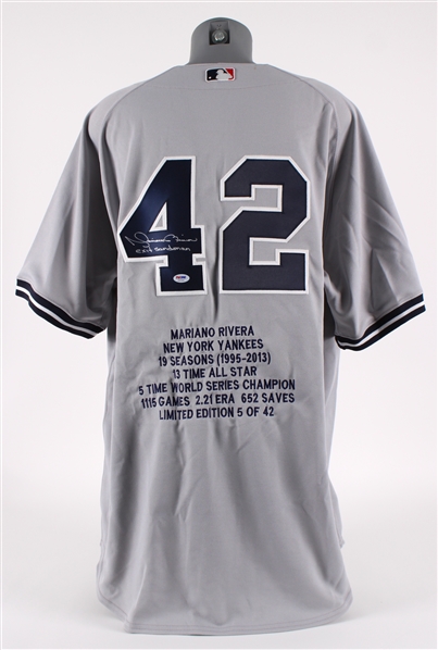 2013 Mariano Rivera New York Yankees Signed Career Accomplishments Jersey (PSA/DNA) 5/42