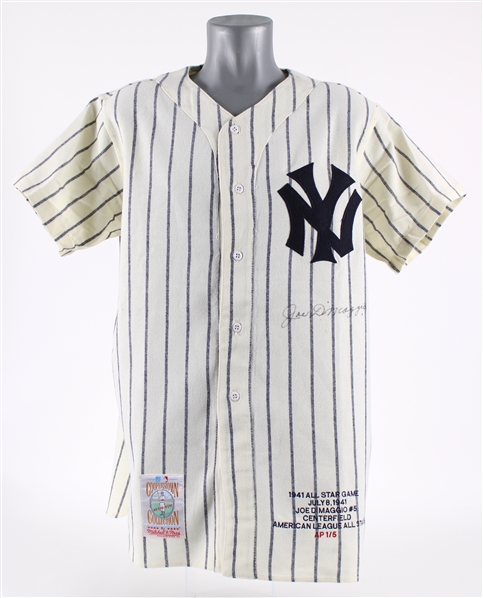 1998 Joe DiMaggio New York Yankees Signed Mitchell & Ness Flannel Jersey (Steiner / Pro Sports Services) AP1 of 5