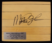 1967-91 Magic Johnson Los Angeles Lakers Signed 8" x 10" Original Forum Basketball Court Section (Lakers COA / JSA)