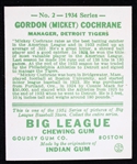 1934 Mickey Cochrane Detroit Tigers Goudey #2 Baseball Trading Card