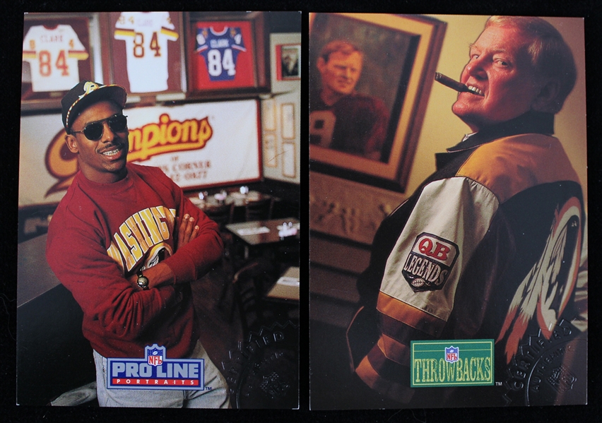 1992 Sonny Jurgensen Gary Clark Washington Redskins Signed Pro Line Portraits Football Trading Cards - Lot of 2 (JSA)
