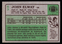 1984 John Elway Denver Broncos Topps #63 Rookie Football Trading Card