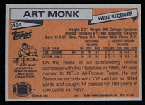 1981 Art Monk Washington Redskins Topps #194 Rookie Football Trading Card