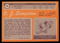 1970 OJ Simpson Buffalo Bills Topps #90 Rookie Football Trading Card